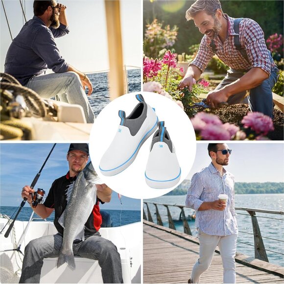 Men's Waterproof Rubber Deck Boots 4.5mm Neoprene Slip-Resistant Ankle Shoes - Picture 5 of 5